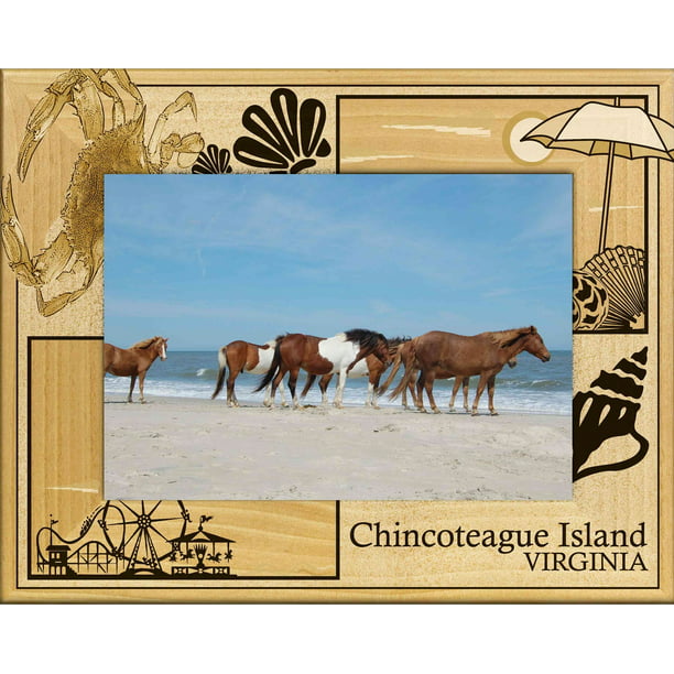 Chincoteague Island Virginia Laser Engraved Wood Picture Frame 5 x 7